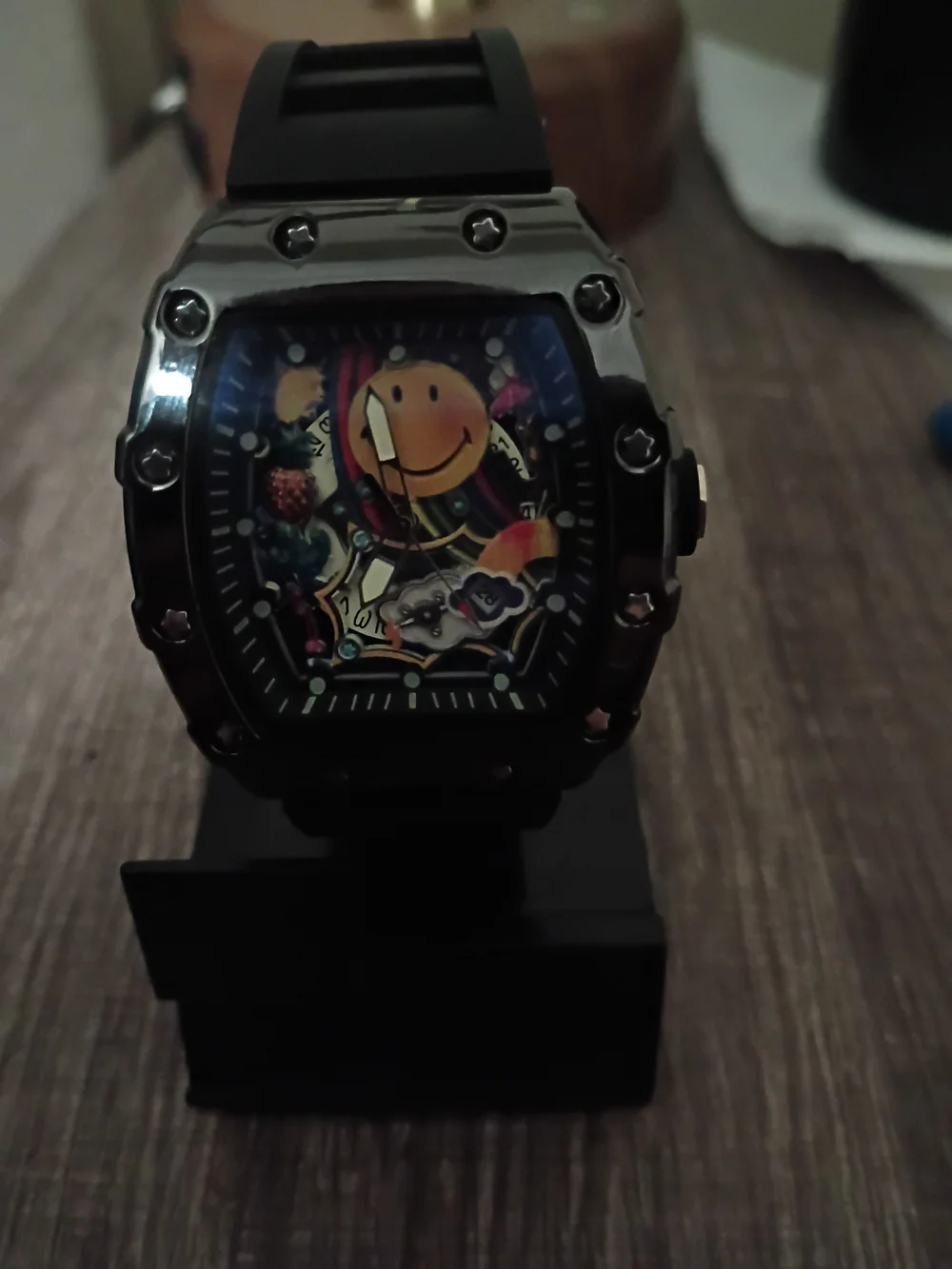 Black Colorful Dial barrel watch.